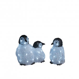 Pingvinfamilj akryl 3st LED