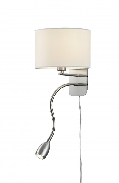Hotel wall lamp with reading lamp E14 + LED white