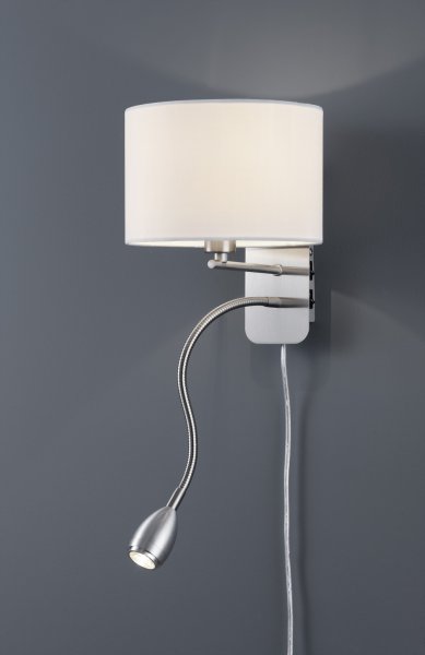 Hotel wall lamp with reading lamp E14 + LED white