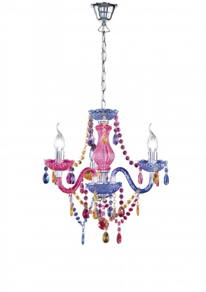 Luster chandelier 3L 3xE14 multi-color