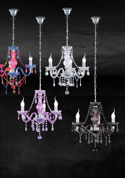 Luster chandelier 3L 3xE14 multi-color